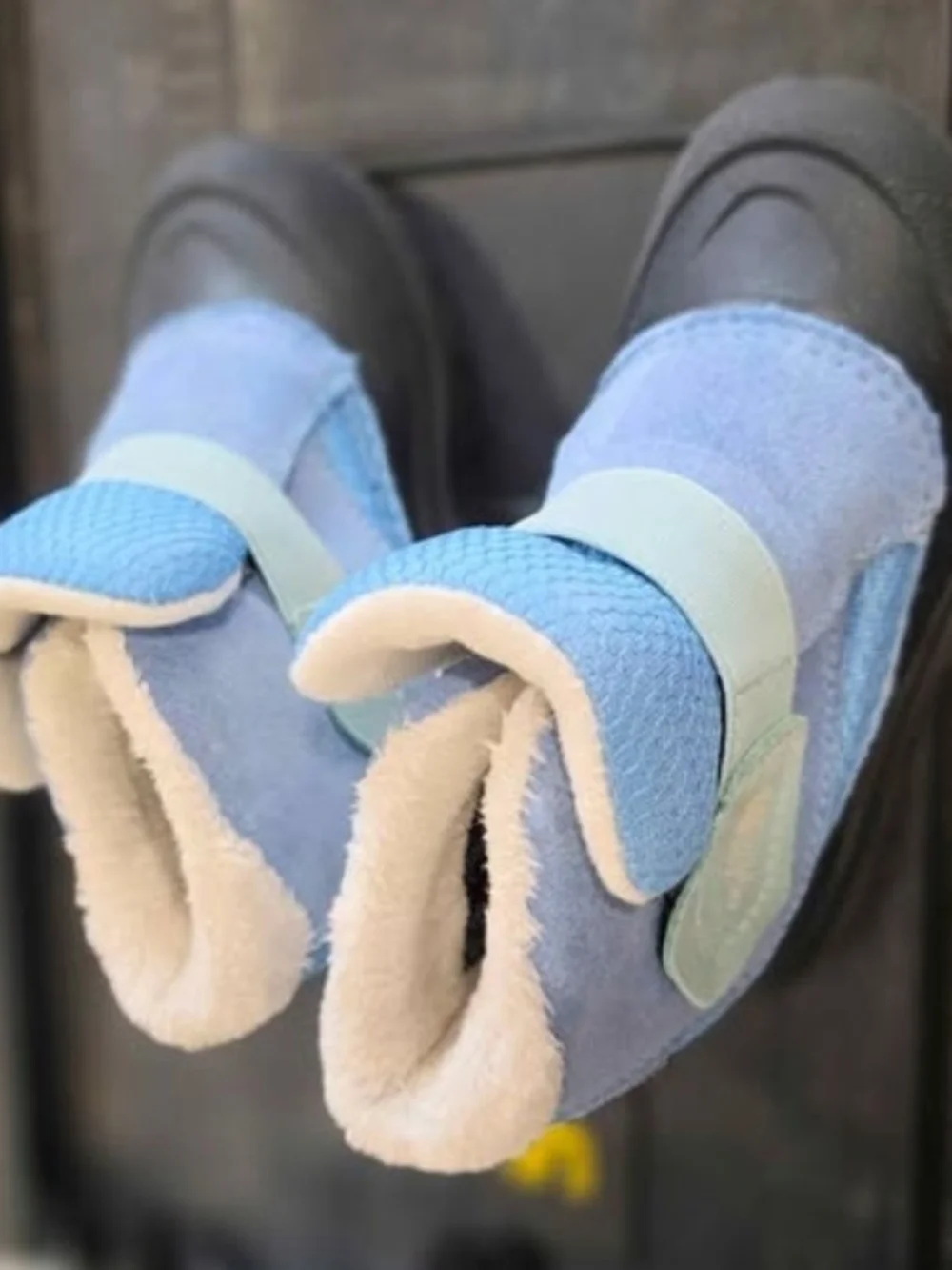 The North Face Light Blue Kids Waterproof Winter Boots with Black Soles